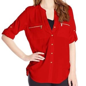 calvin klein zipper roll tab sleeves